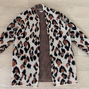 Leopard Print Open Front Cardigan